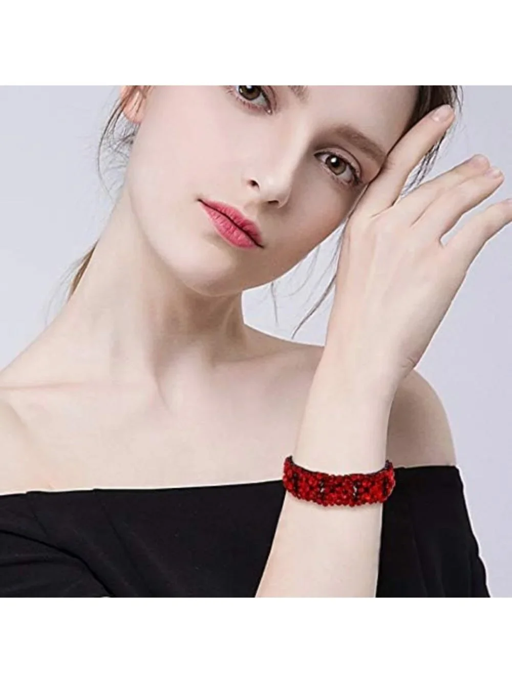 Elegant Round Austrian Crystal Bridal Stretch Bracelet - Women's Fashion Jewelry
